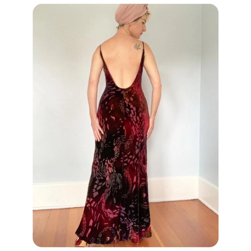 Vintage Andrea Polizzi for Rex Lester 90’s Burnout Velvet Bedazzled Dress - Picture 4 of 10
